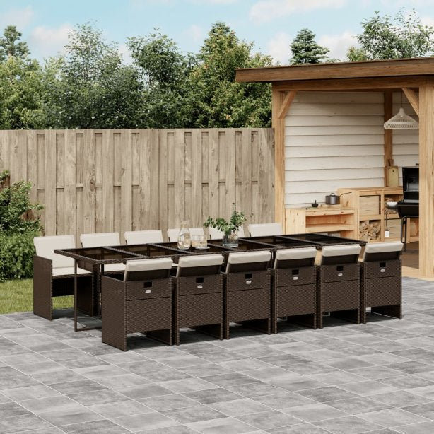vidaXL 5-tlg. Garten-Essgruppe mit Kissen Schwarz Poly Rattan