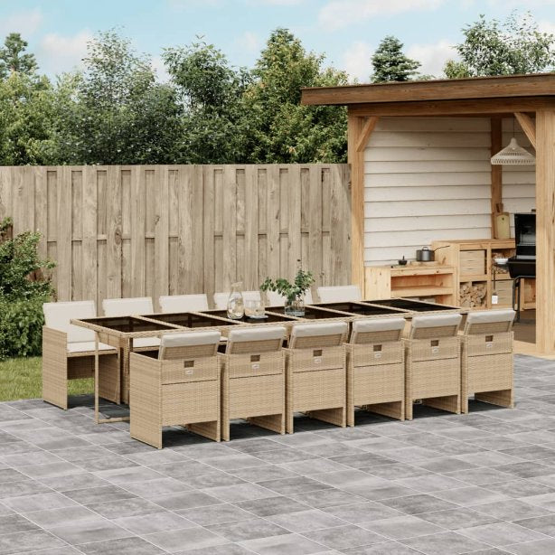 vidaXL 5-tlg. Garten-Essgruppe mit Kissen Schwarz Poly Rattan