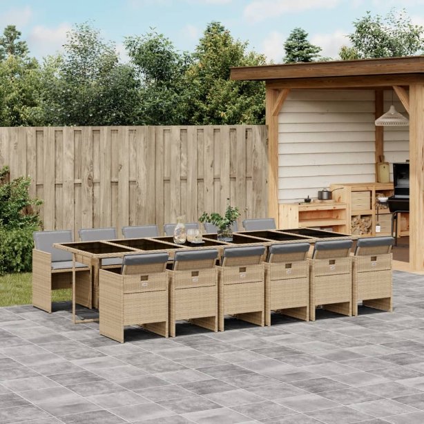 vidaXL 5-tlg. Garten-Essgruppe mit Kissen Schwarz Poly Rattan