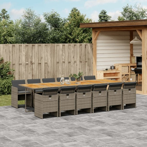 vidaXL 5-tlg. Garten-Essgruppe mit Kissen Schwarz Poly Rattan