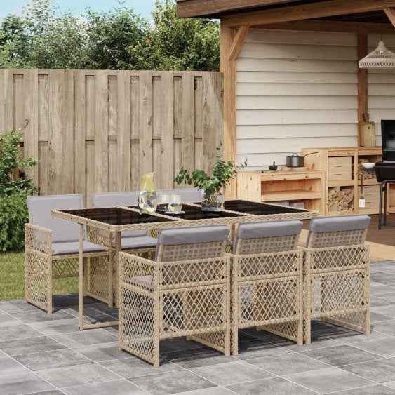 vidaXL 5-tlg. Garten-Essgruppe mit Kissen Schwarz Poly Rattan