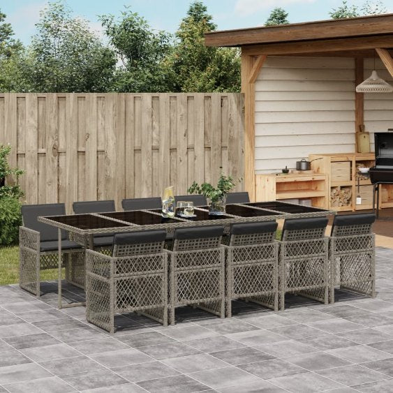 vidaXL 5-tlg. Garten-Essgruppe mit Kissen Schwarz Poly Rattan