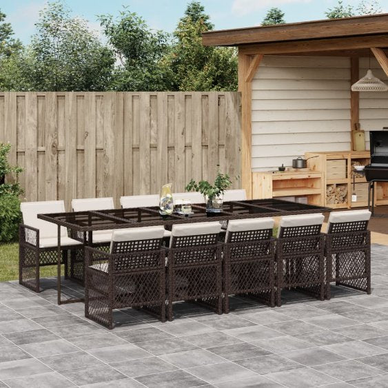 vidaXL 5-tlg. Garten-Essgruppe mit Kissen Schwarz Poly Rattan