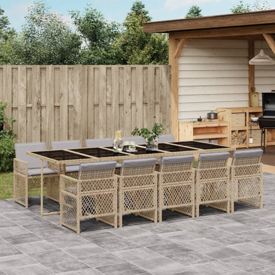 vidaXL 5-tlg. Garten-Essgruppe mit Kissen Schwarz Poly Rattan