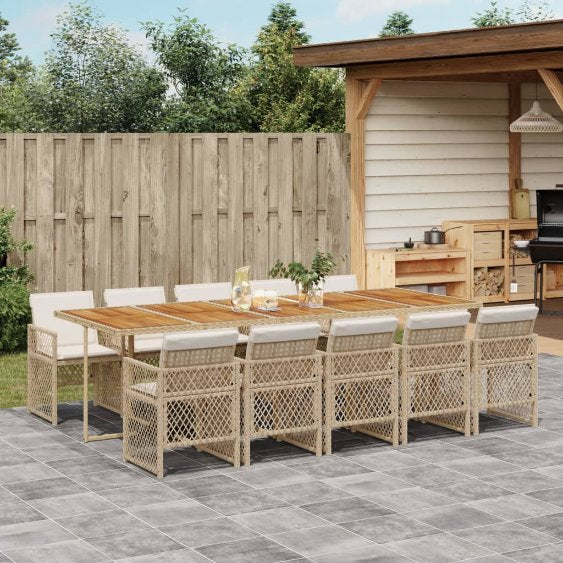 vidaXL 5-tlg. Garten-Essgruppe mit Kissen Schwarz Poly Rattan