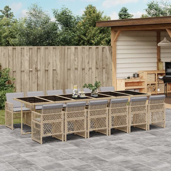 vidaXL 5-tlg. Garten-Essgruppe mit Kissen Schwarz Poly Rattan
