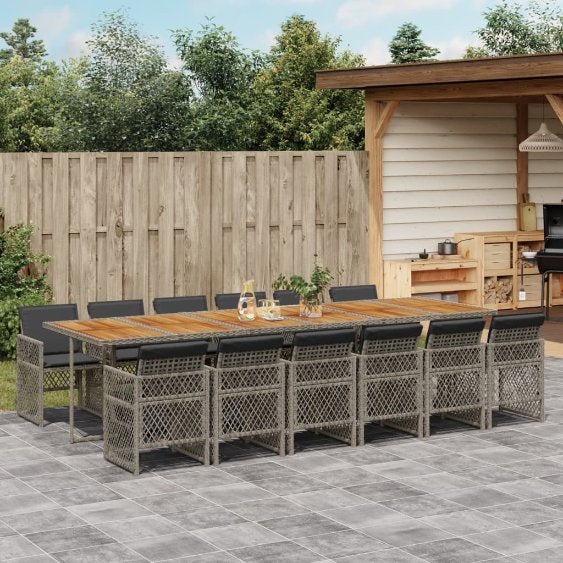 vidaXL 5-tlg. Garten-Essgruppe mit Kissen Schwarz Poly Rattan