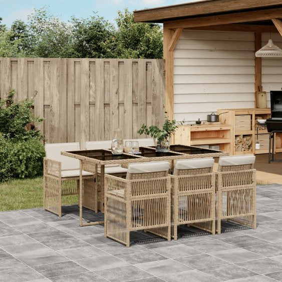 vidaXL 5-tlg. Garten-Essgruppe mit Kissen Schwarz Poly Rattan