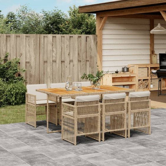 vidaXL 5-tlg. Garten-Essgruppe mit Kissen Schwarz Poly Rattan