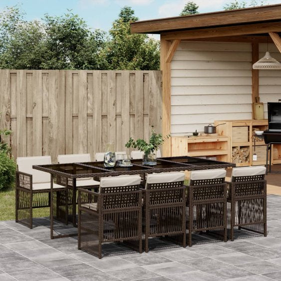 vidaXL 5-tlg. Garten-Essgruppe mit Kissen Schwarz Poly Rattan
