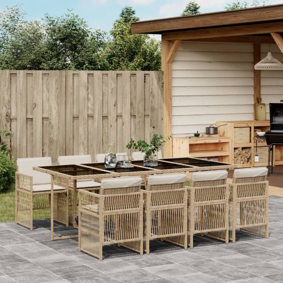 vidaXL 5-tlg. Garten-Essgruppe mit Kissen Schwarz Poly Rattan