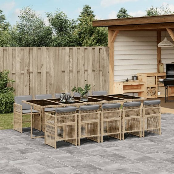 vidaXL 5-tlg. Garten-Essgruppe mit Kissen Schwarz Poly Rattan