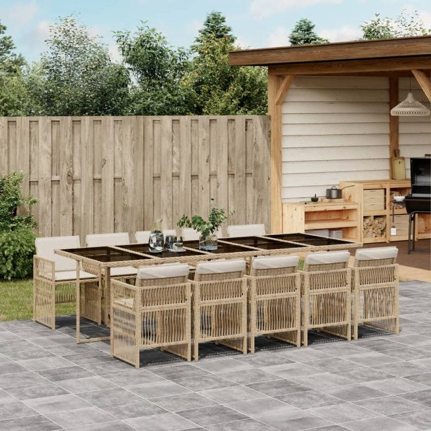 vidaXL 5-tlg. Garten-Essgruppe mit Kissen Schwarz Poly Rattan