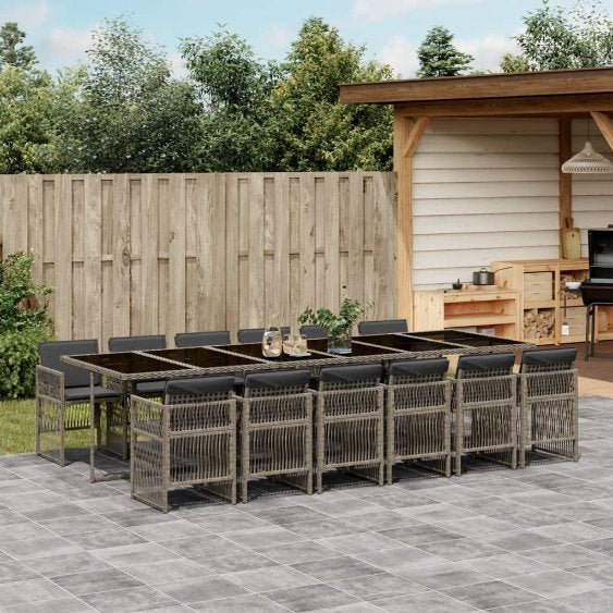 vidaXL 5-tlg. Garten-Essgruppe mit Kissen Schwarz Poly Rattan