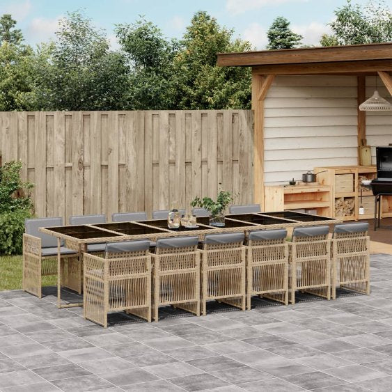 vidaXL 5-tlg. Garten-Essgruppe mit Kissen Schwarz Poly Rattan