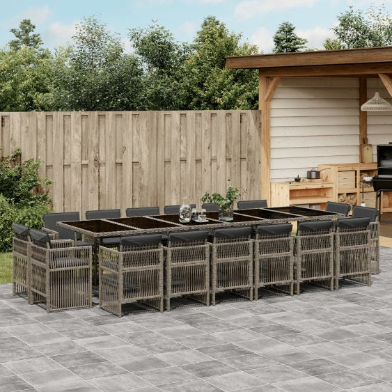 vidaXL 9-tlg. Garten-Essgruppe mit Kissen Schwarz Poly Rattan