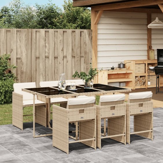 vidaXL 5-tlg. Garten-Essgruppe mit Kissen Schwarz Poly Rattan