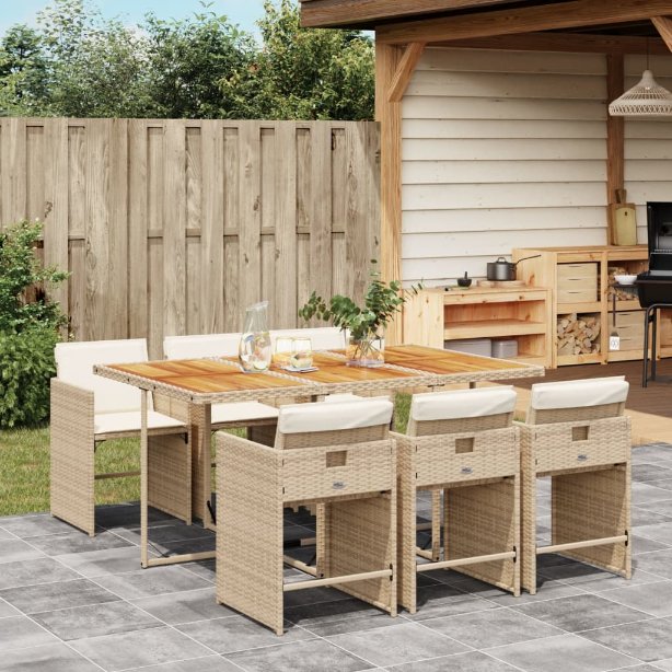 vidaXL 5-tlg. Garten-Essgruppe mit Kissen Schwarz Poly Rattan