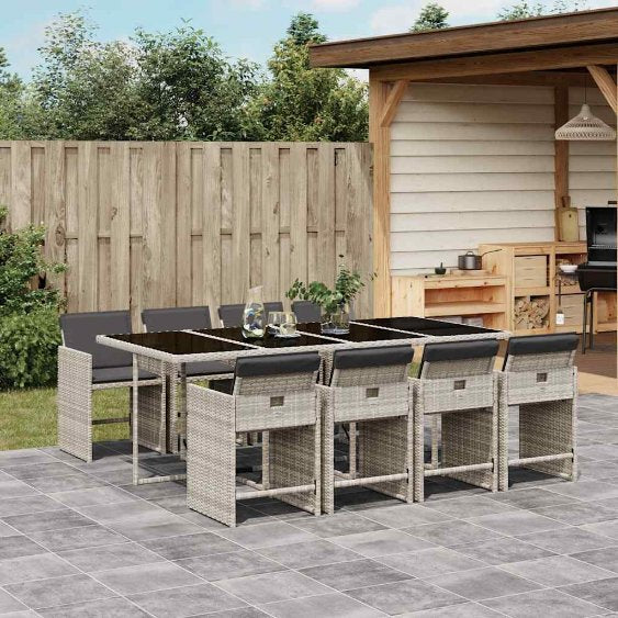 vidaXL 5-tlg. Garten-Essgruppe mit Kissen Schwarz Poly Rattan