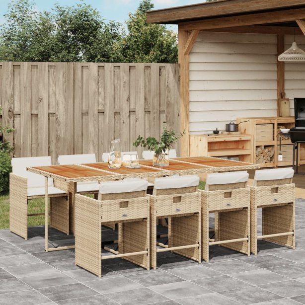 vidaXL 5-tlg. Garten-Essgruppe mit Kissen Schwarz Poly Rattan