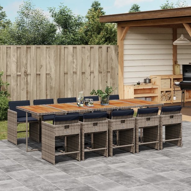vidaXL 5-tlg. Garten-Essgruppe mit Kissen Schwarz Poly Rattan