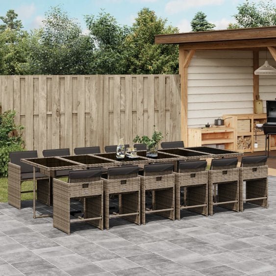 vidaXL 5-tlg. Garten-Essgruppe mit Kissen Schwarz Poly Rattan