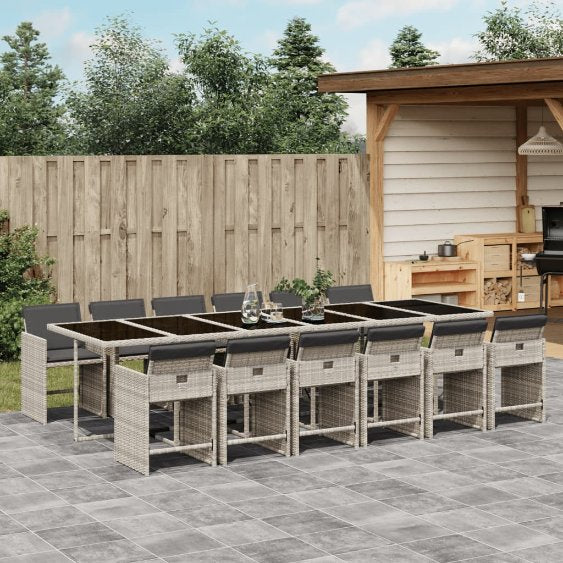 vidaXL 5-tlg. Garten-Essgruppe mit Kissen Schwarz Poly Rattan