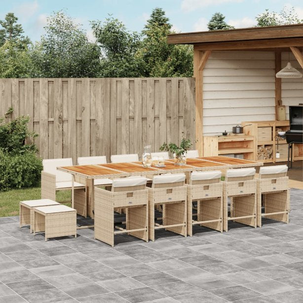 vidaXL 9-tlg. Garten-Essgruppe mit Kissen Schwarz Poly Rattan