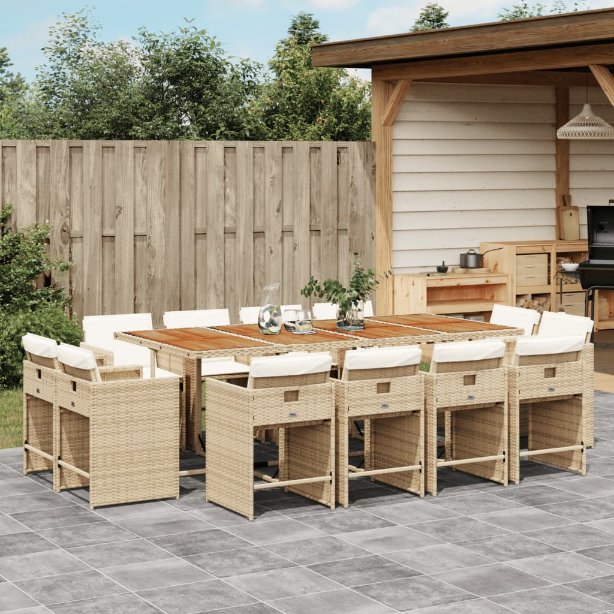 vidaXL 9-tlg. Garten-Essgruppe mit Kissen Schwarz Poly Rattan
