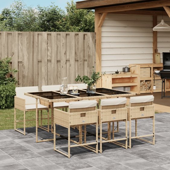 vidaXL 5-tlg. Garten-Essgruppe mit Kissen Schwarz Poly Rattan