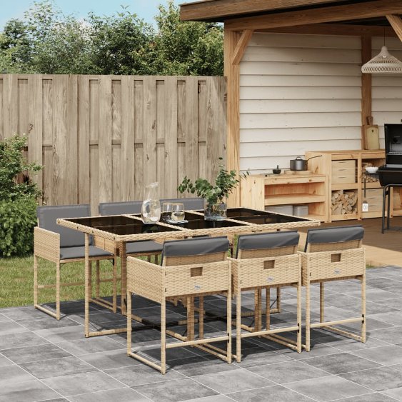 vidaXL 5-tlg. Garten-Essgruppe mit Kissen Schwarz Poly Rattan