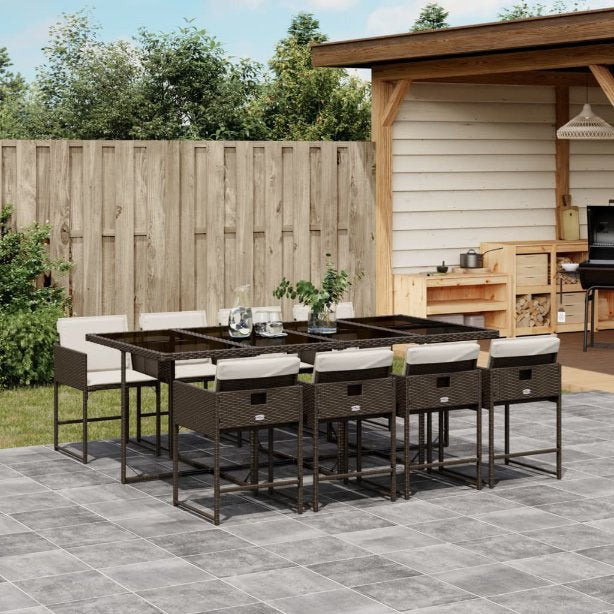 vidaXL 5-tlg. Garten-Essgruppe mit Kissen Schwarz Poly Rattan