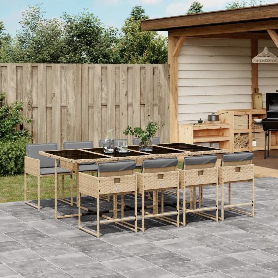 vidaXL 5-tlg. Garten-Essgruppe mit Kissen Schwarz Poly Rattan