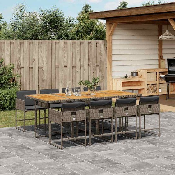 vidaXL 5-tlg. Garten-Essgruppe mit Kissen Schwarz Poly Rattan