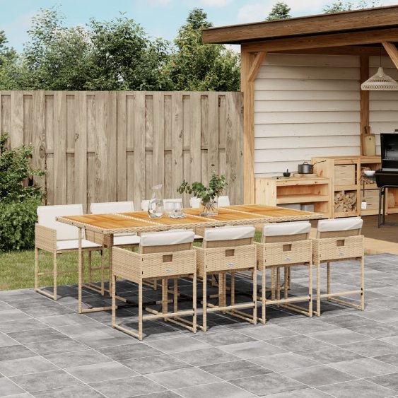 vidaXL 5-tlg. Garten-Essgruppe mit Kissen Schwarz Poly Rattan
