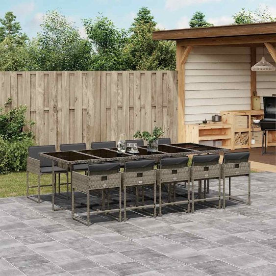 vidaXL 5-tlg. Garten-Essgruppe mit Kissen Schwarz Poly Rattan