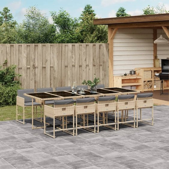 vidaXL 5-tlg. Garten-Essgruppe mit Kissen Schwarz Poly Rattan