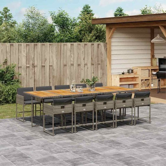 vidaXL 5-tlg. Garten-Essgruppe mit Kissen Schwarz Poly Rattan