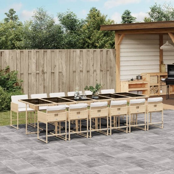 vidaXL 5-tlg. Garten-Essgruppe mit Kissen Schwarz Poly Rattan