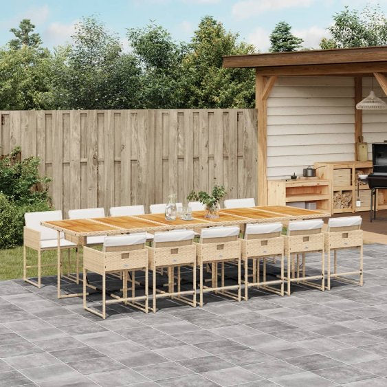 vidaXL 5-tlg. Garten-Essgruppe mit Kissen Schwarz Poly Rattan