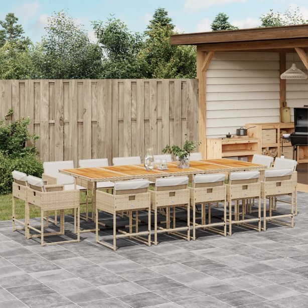 vidaXL 9-tlg. Garten-Essgruppe mit Kissen Schwarz Poly Rattan