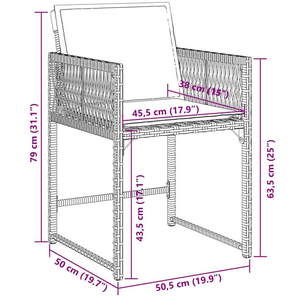 vidaXL 5-tlg. Garten-Essgruppe mit Kissen Schwarz Poly Rattan