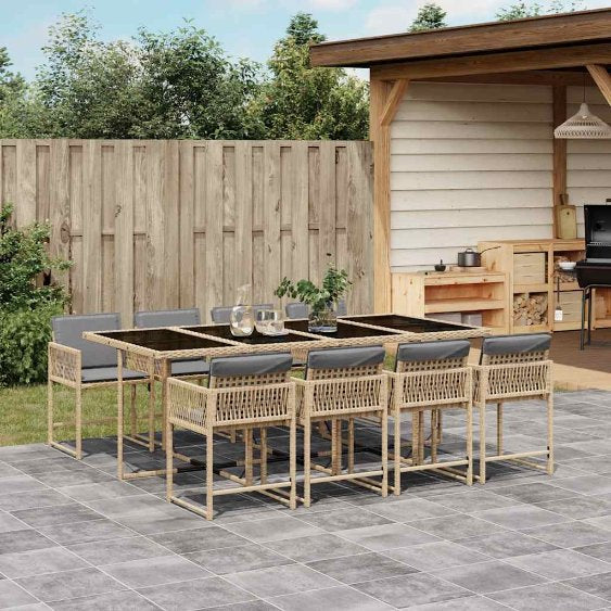 vidaXL 5-tlg. Garten-Essgruppe mit Kissen Schwarz Poly Rattan
