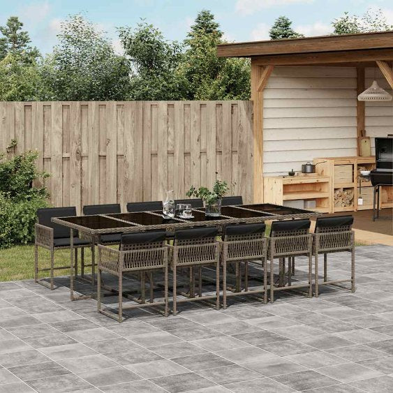 vidaXL 5-tlg. Garten-Essgruppe mit Kissen Schwarz Poly Rattan