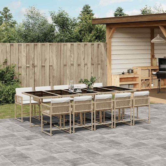 vidaXL 5-tlg. Garten-Essgruppe mit Kissen Schwarz Poly Rattan