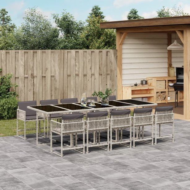 vidaXL 5-tlg. Garten-Essgruppe mit Kissen Schwarz Poly Rattan