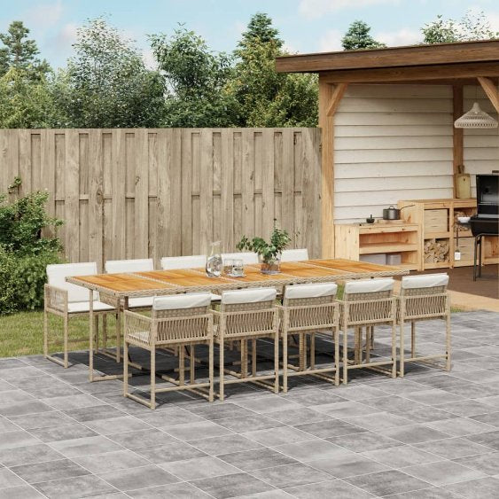 vidaXL 5-tlg. Garten-Essgruppe mit Kissen Schwarz Poly Rattan