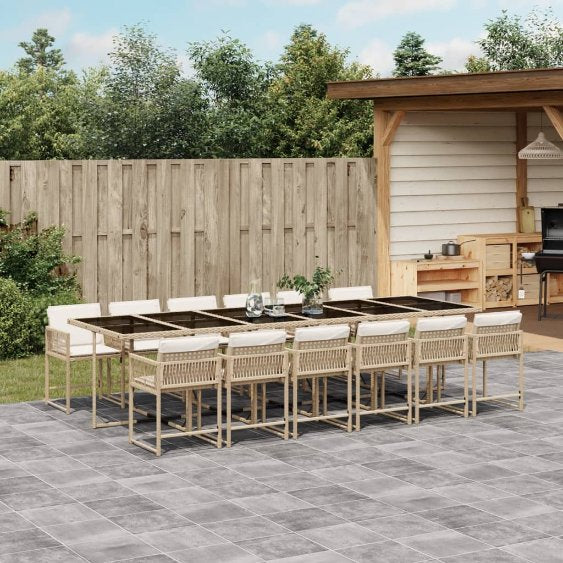vidaXL 5-tlg. Garten-Essgruppe mit Kissen Schwarz Poly Rattan