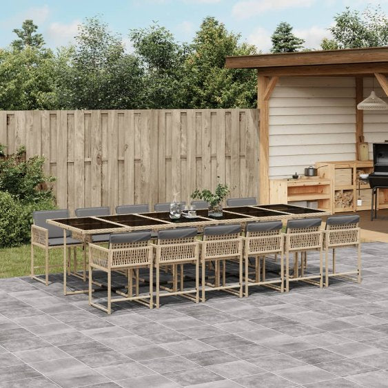 vidaXL 5-tlg. Garten-Essgruppe mit Kissen Schwarz Poly Rattan