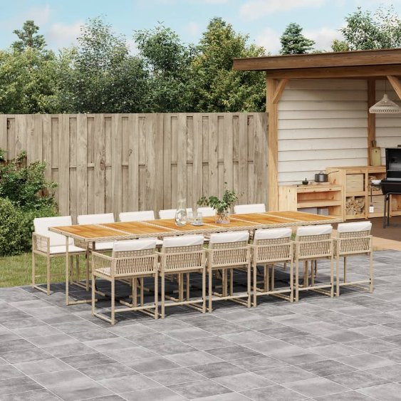 vidaXL 5-tlg. Garten-Essgruppe mit Kissen Schwarz Poly Rattan
